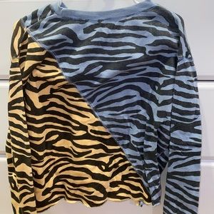 Blue/orange zebra print sweater